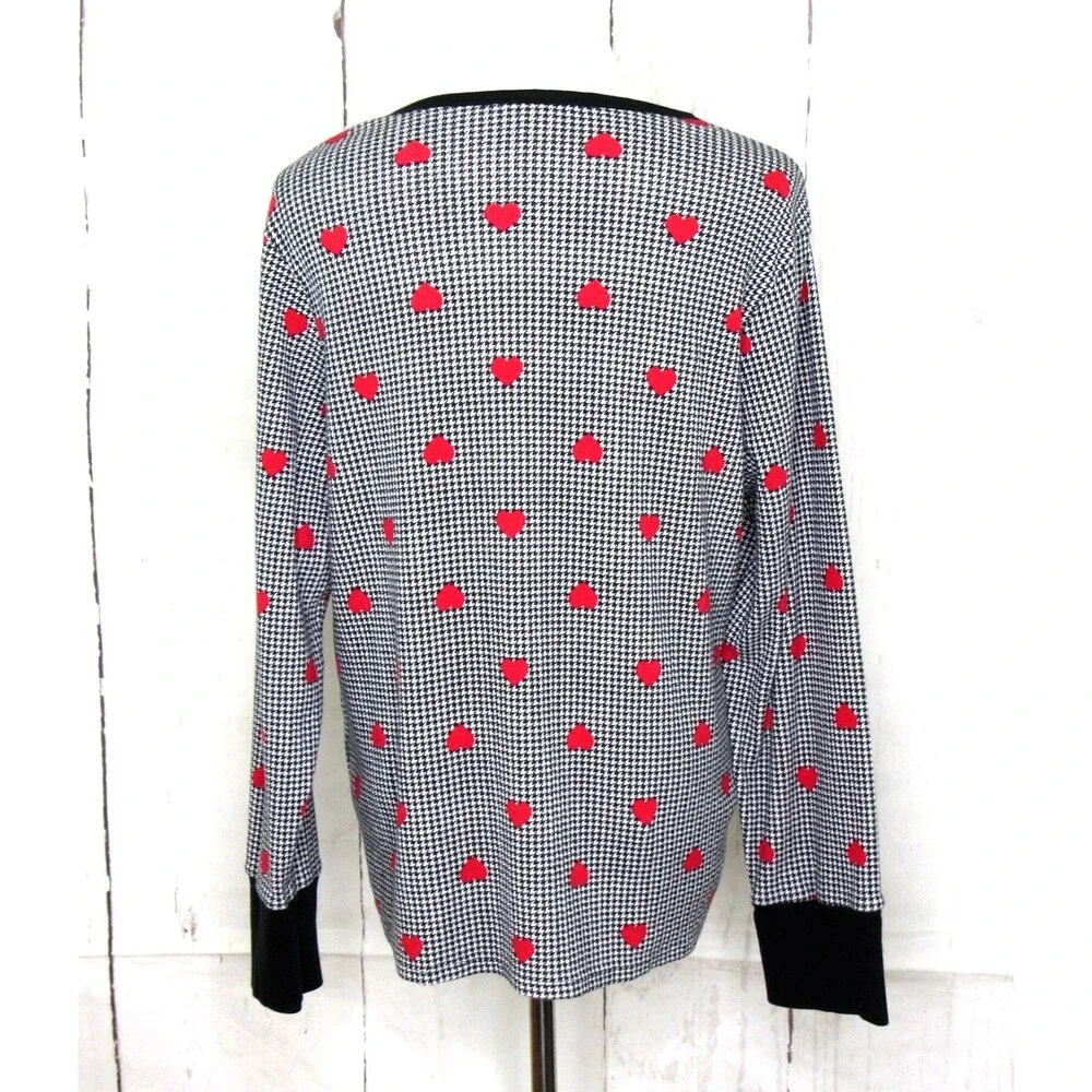 Victoria’s Secret Thermal Waffle Pajama Top Houndstooth Heart Stretch Size XXL